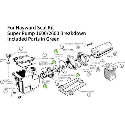 1* Super Pump Seal Replacement Kit For Hayward Fits Regular/X/VSP Models