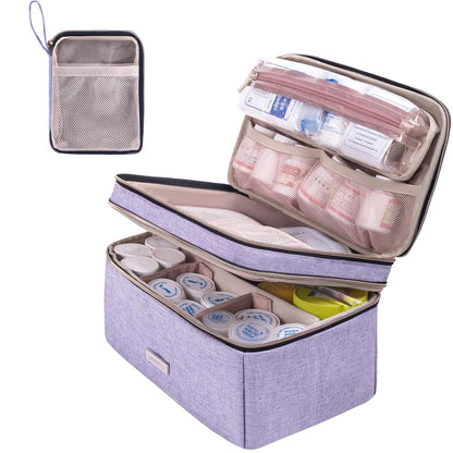 Lexeeco Medicine Storage Bag Pill Bottle Organizer with Small, Purple