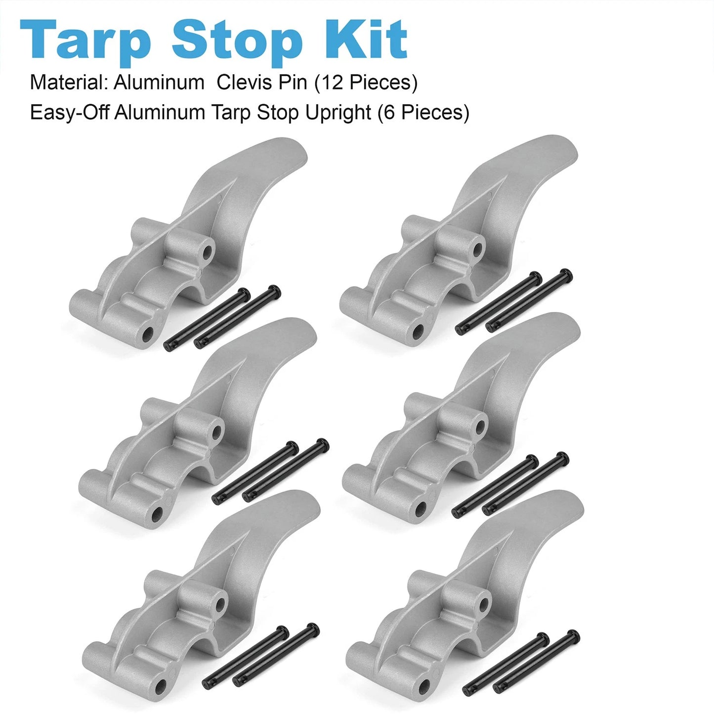 Easy-Off Aluminum (Cast) Tarp Stop w/Clevis Pins -6 Tarp Stops - 12 Pins 1705775