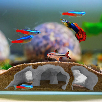 LIYAOLI Aquarium Cave Tunnel 3D Printed - Fish Tank Medium, Grey - 01