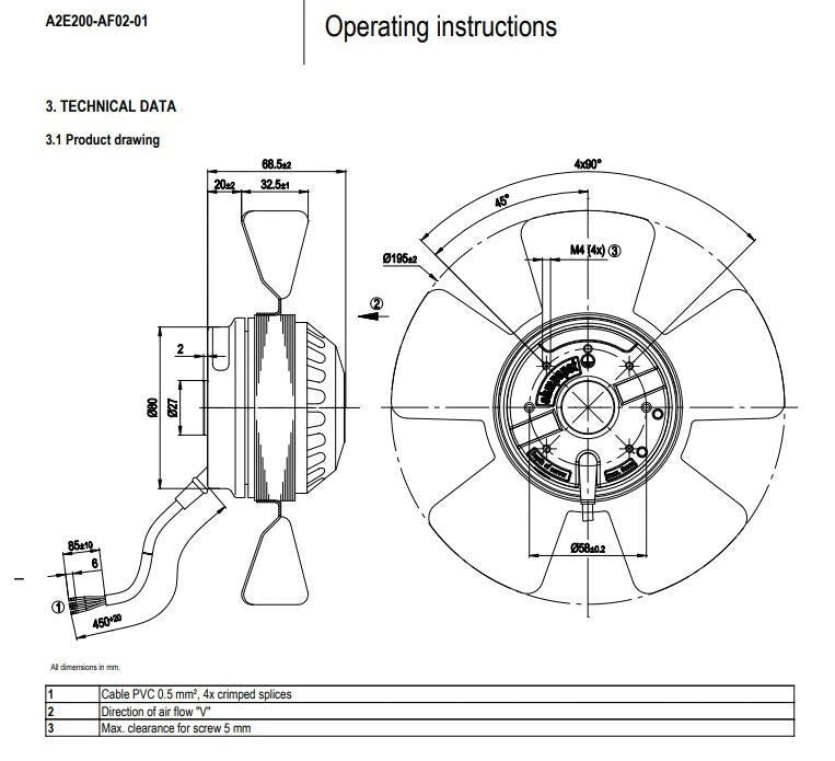Ebmpapst A2E200-AF02-01 Axial Fan AC 230V 50/61W 0.24A Variable Pitch Motor Fan