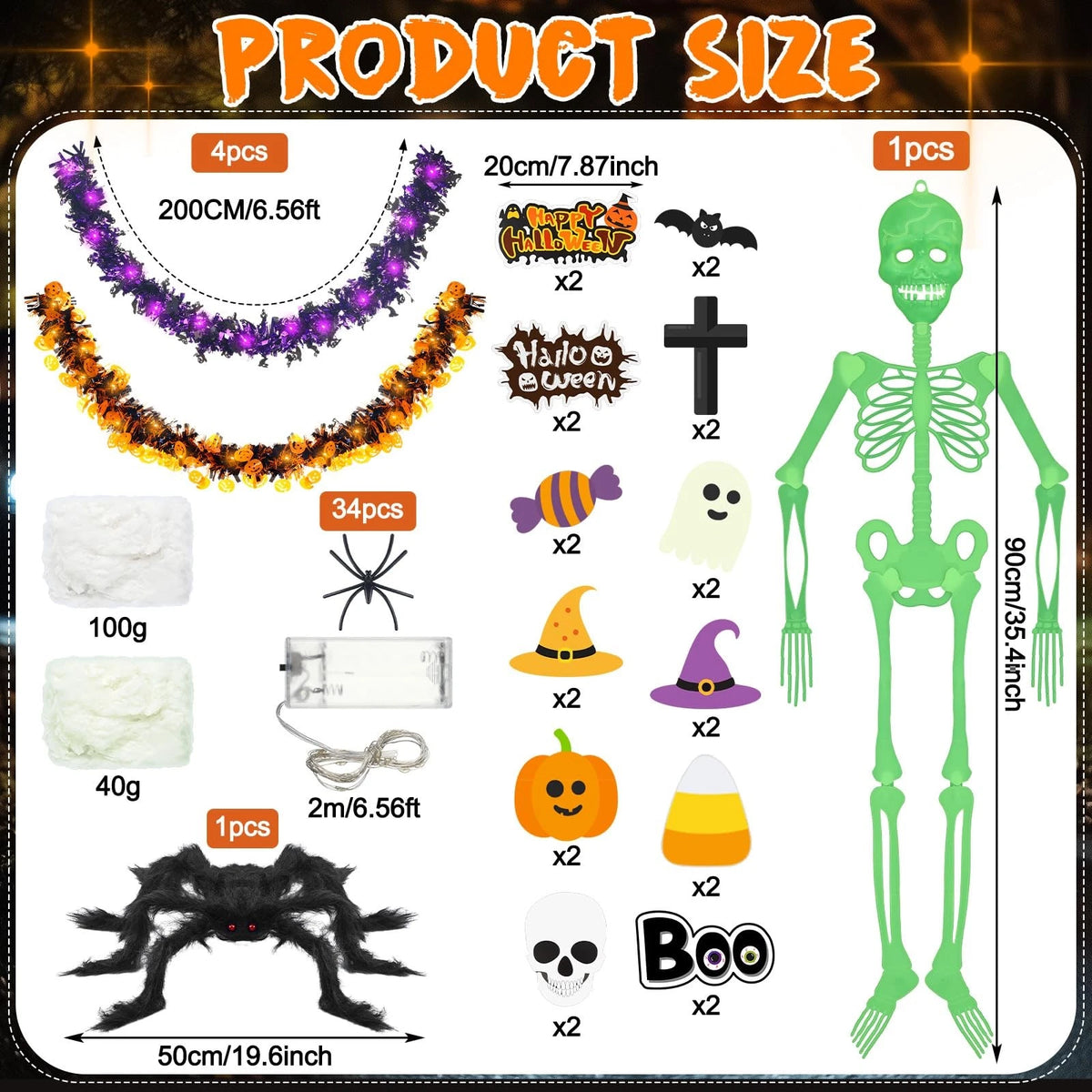 Suncalla Halloween Golf Cart Decoration Kit-Halloween Car multicolor