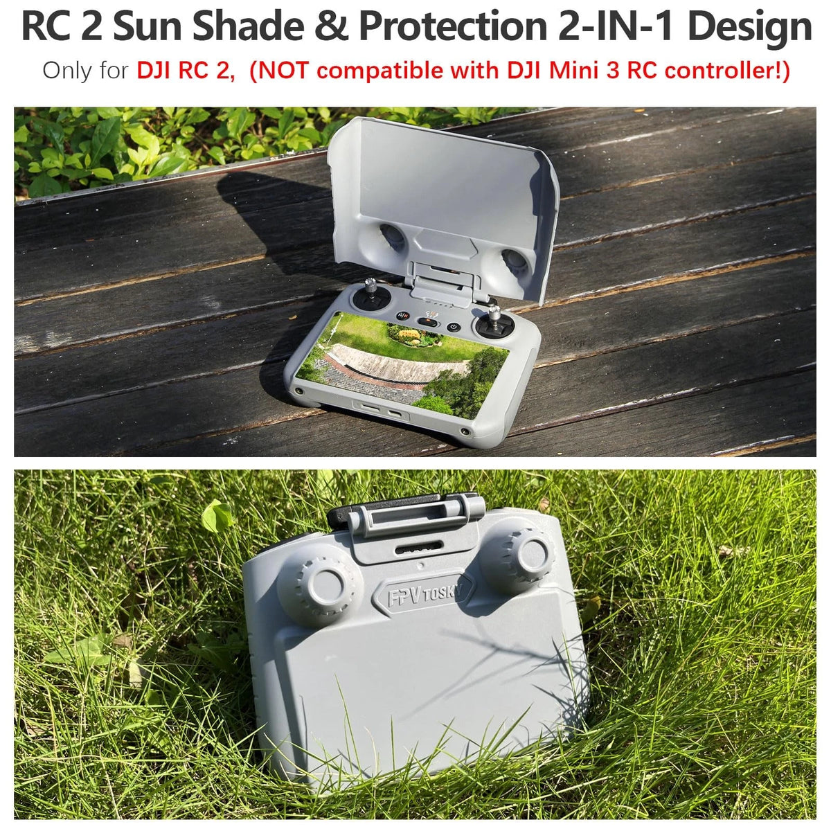 FPVtosky 3-IN-1 Lito X1/Mini 5/4 Pro RC 2 Sun Hood 2.5cm (Width), Grey