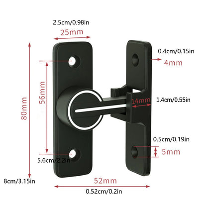 90° Keyless Interior Door Bolt Luminous Surface-mounted Room Door Latch ss