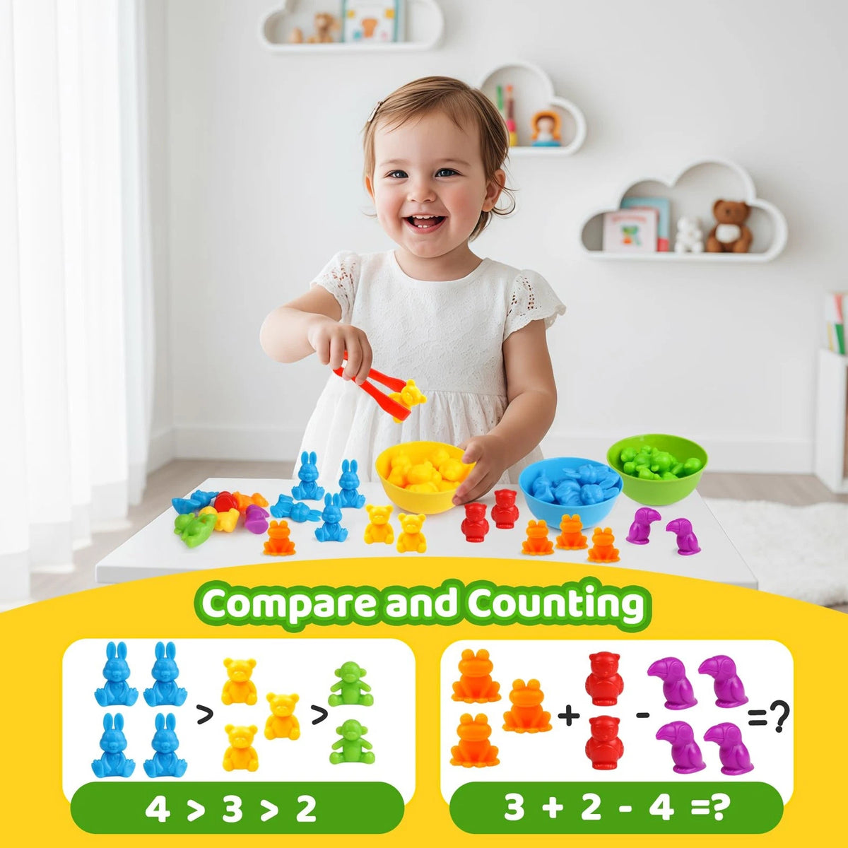 Counting Animals Color Sorting Matching Games with Medium, Dinosaurs