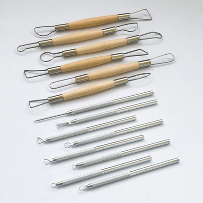 14PCS Ceramic Pottery Clay Ribbon Sculpting Tool Kit with case