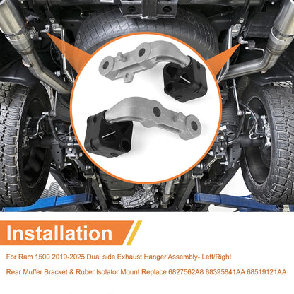 4Pcs Rear Left Right Exhaust Bracket Muffler Support Rubber Isolator Hanger