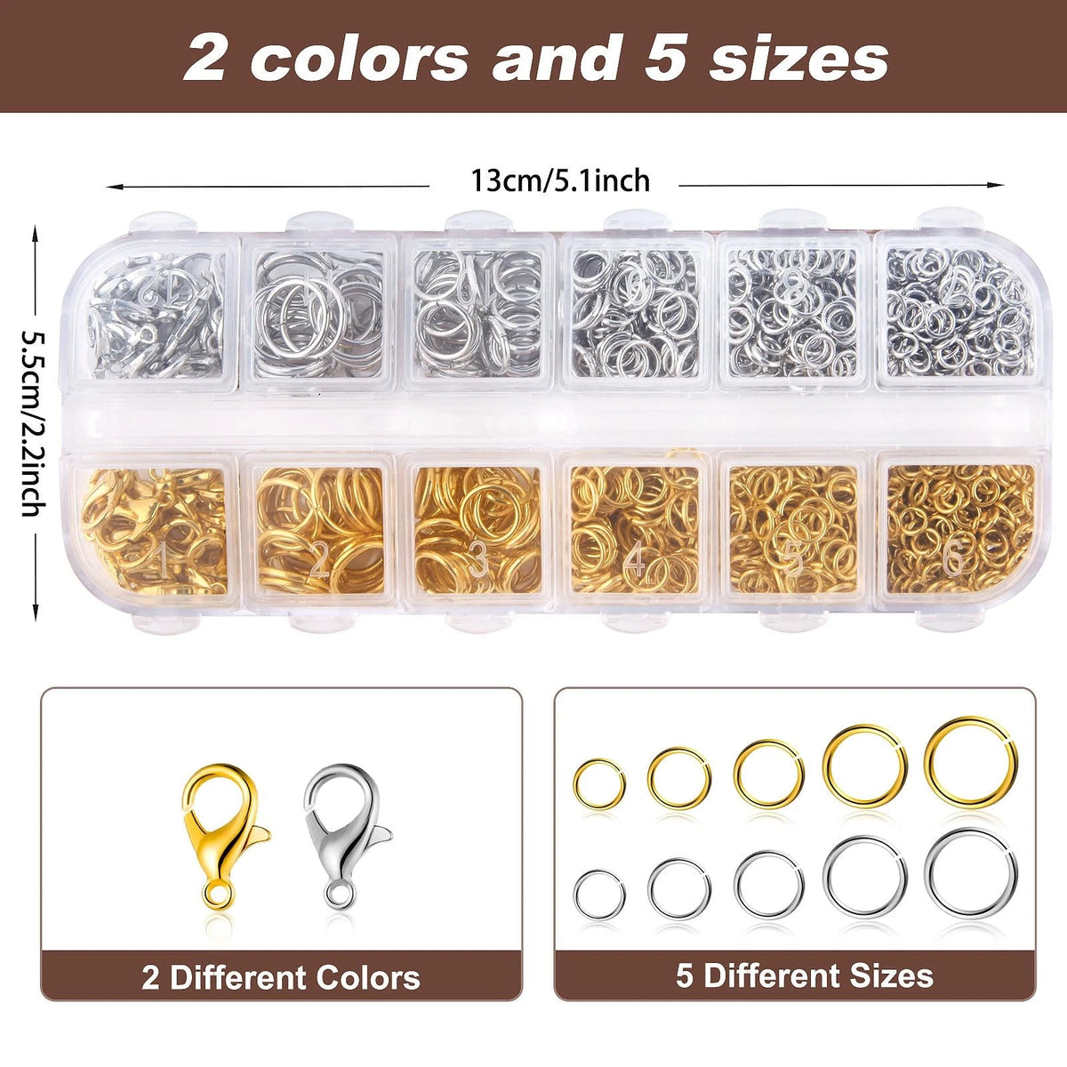 Ausbond 1200Pcs Silver and Gold with Pliers Jump Rings