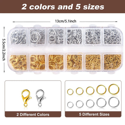Ausbond 1200Pcs Silver and Gold with Pliers Jump Rings