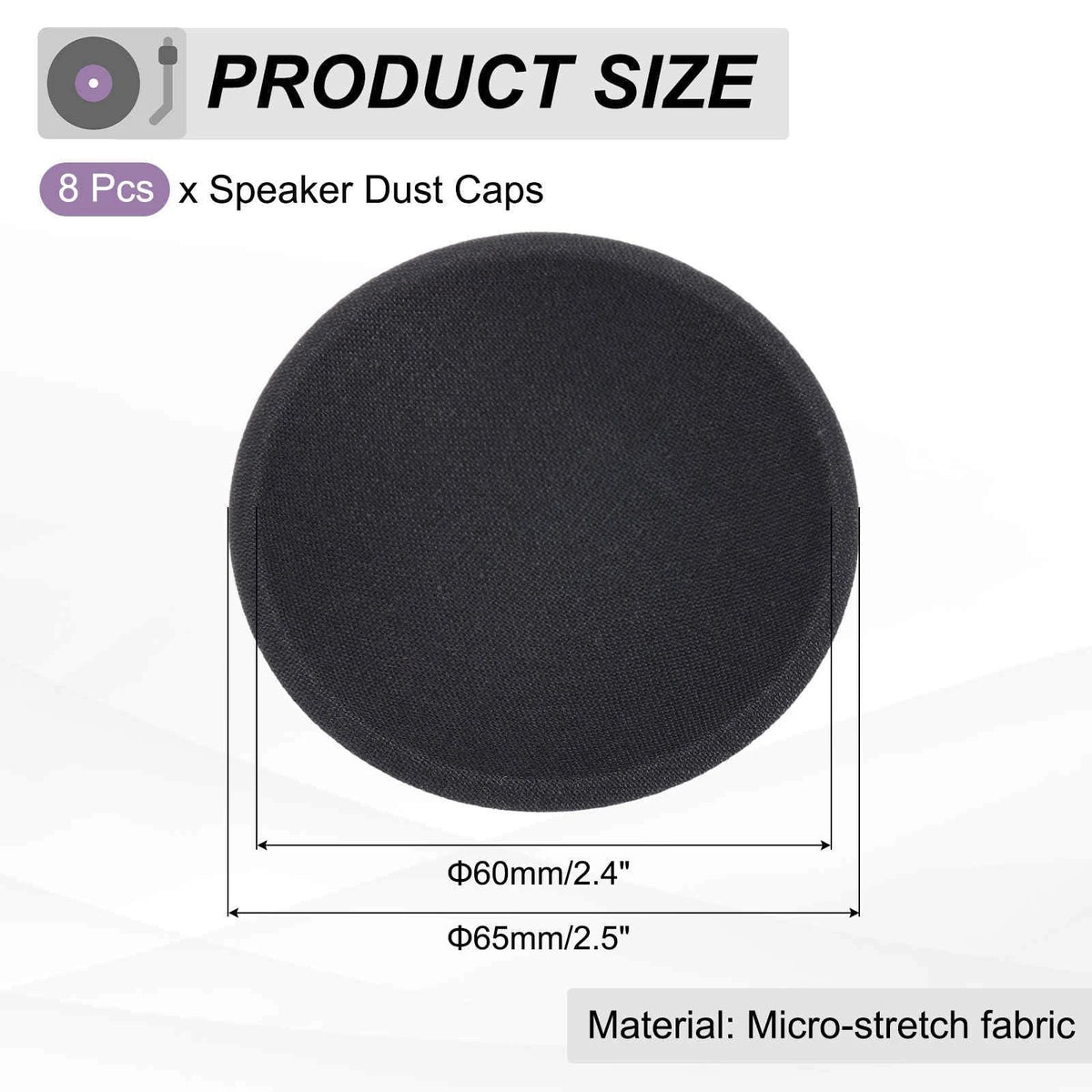 MECCANIXITY 8 Pcs Speaker Dust Cap 65mm/2.5" Outer Diameter 65 mm, Black