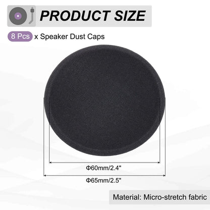 MECCANIXITY 8 Pcs Speaker Dust Cap 65mm/2.5" Outer Diameter 65 mm, Black