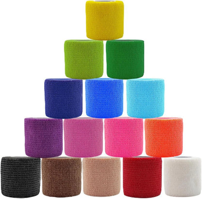 15 Pack Self Adhesive Bandage Wrap 2 Inch x 5 Yards Self-Adherent 2IN, Mix-15