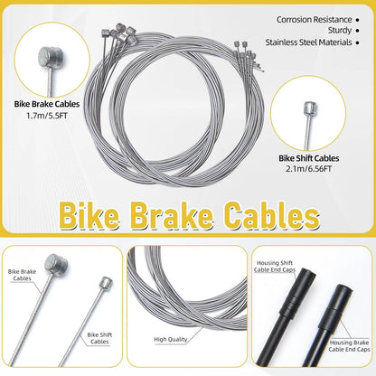 TFUTLT 103Pcs Bike Brake Cable Kit with Stainless Steel black