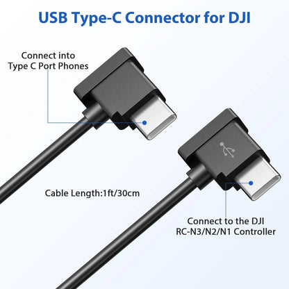 USB C to C Remote Controller Cable 1FT for DJI Mavic 3 3 Pro Mini 2 3