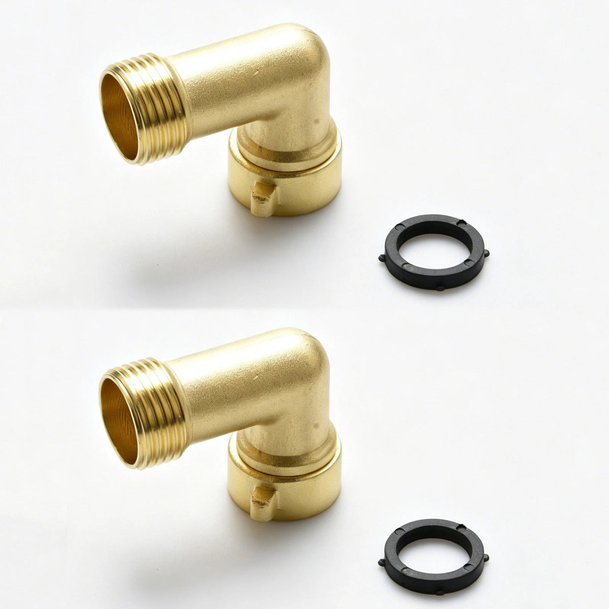 Brass 2pcs 90° Garden Hose Elbow Connector 3/4" Washers Outdoor RV Faucet Camper