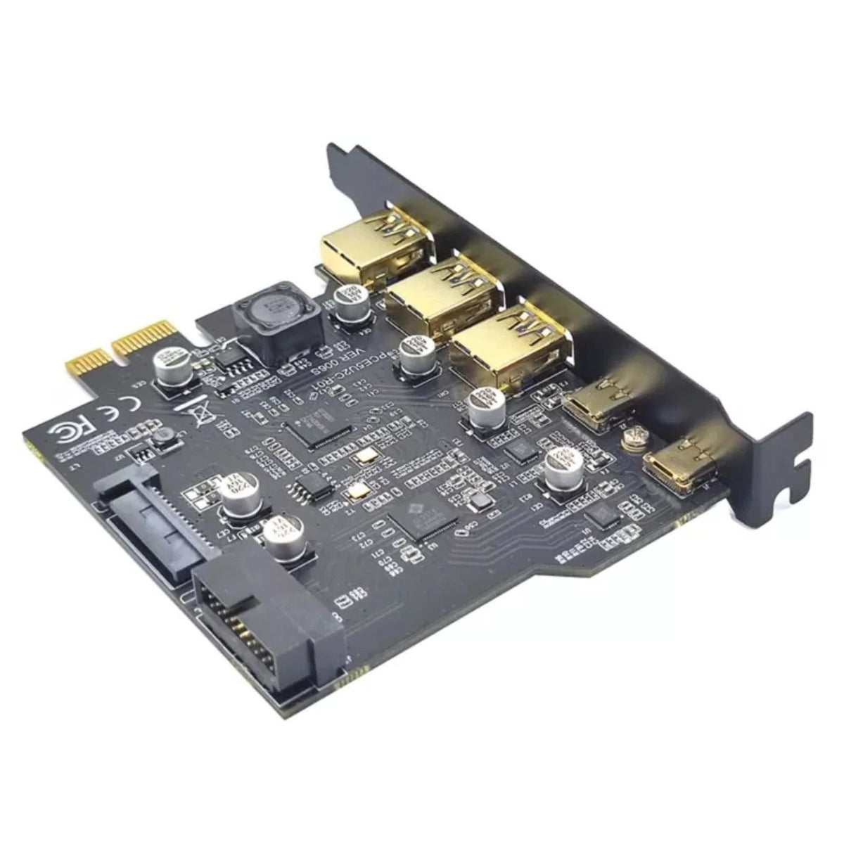 USB 3.2 GEN1 PCI-E Expansion Card 5 Port 2*Type-C 3*USB-A 19 Pin USB 3.0 5Gbps