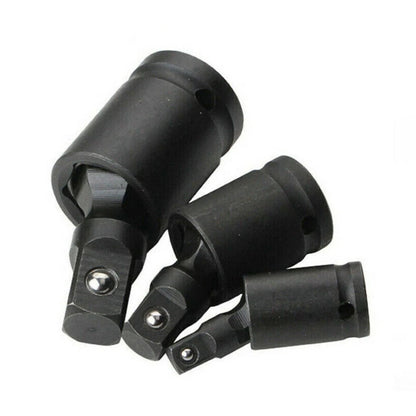 3PCS Professional Swivel Joint Socket Set 1/4" 3/8" 1/2" Drive Impact Adapter