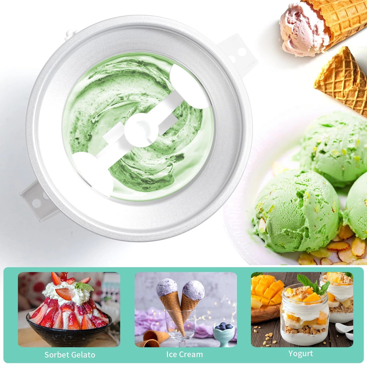 Ice Cream Attachment Compatible with KitchenAid Attachment, White