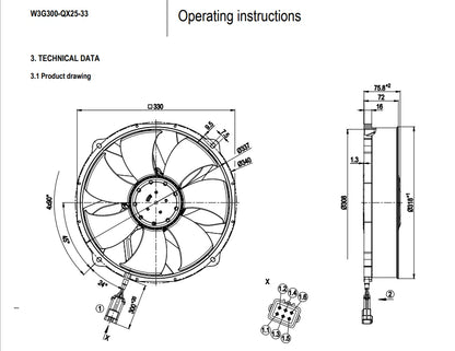Ebmpapst Fan W3G300-QX25-33 Axial Fan 26VDC ??300mm 15.0A 400W Condenser Fan