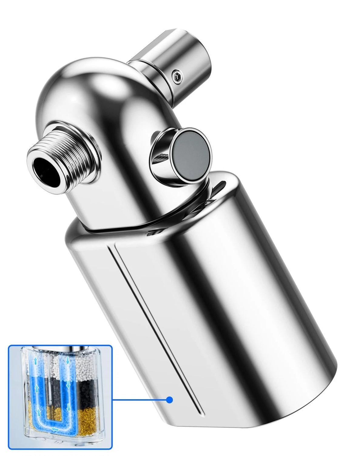 Veken U-Channel Shower Filter to Reduce Chlorine, One-Press Replacement Chrome