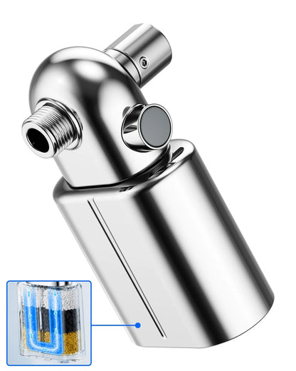 Veken U-Channel Shower Filter to Reduce Chlorine, One-Press Replacement Chrome