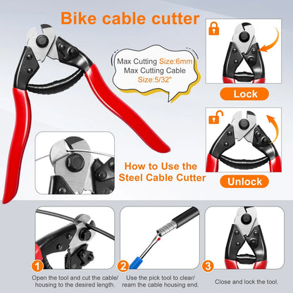 Bike Brake Cable Kit with Stainless Steel Cutter, Black
