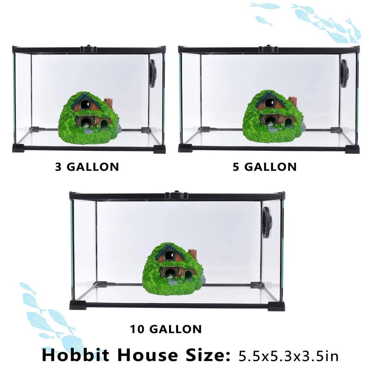 Tfwadmx Fish Tank Hobbit 5.5 x 5.3 x 3.5 inches, Green-5.5 X X Inches