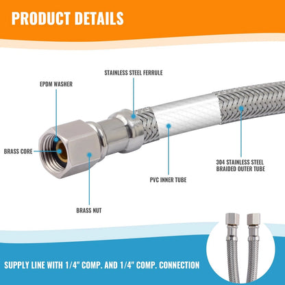 SUNGATOR 10 Feet Refrigerator Water Line Kit, 1/4" Comp x 10