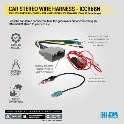 Scosche ICCR6BN Double DIN Radio Installation Dash Kit Compatible with Black