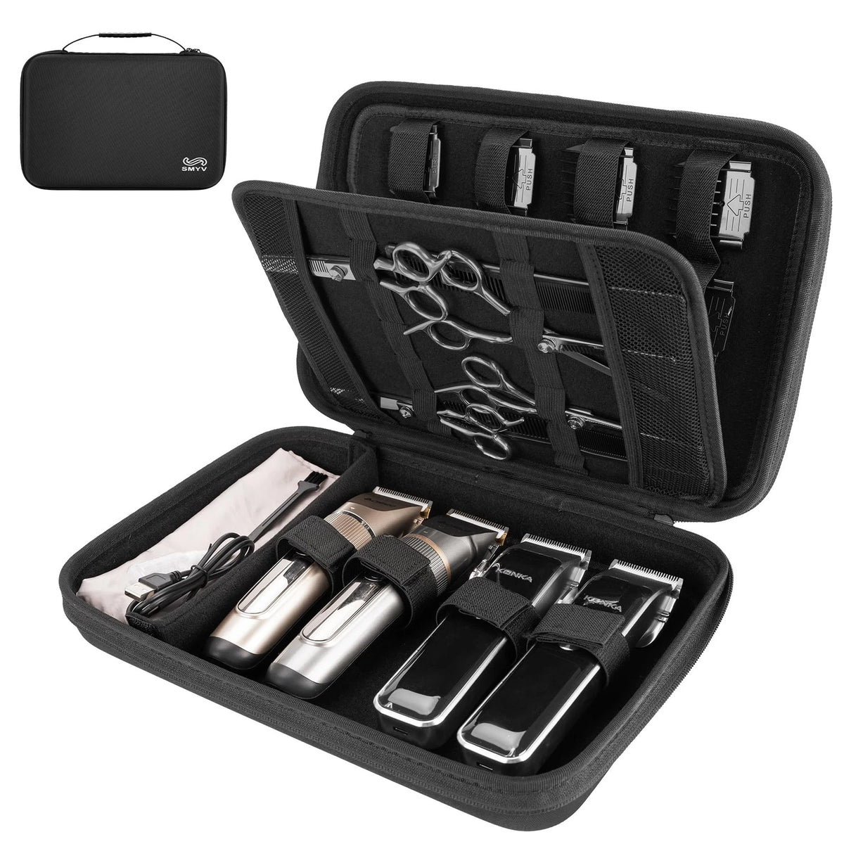 SMYV Barber Bags for Clippers and Supplies, Sturdy Clipper Large, Nylon Black