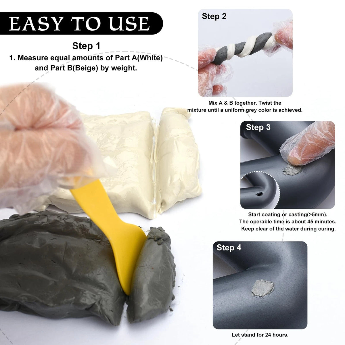 Epoxy Putty - 8oz / 227g Pool Putty, 2 in 1 Underwater or Above Fast White