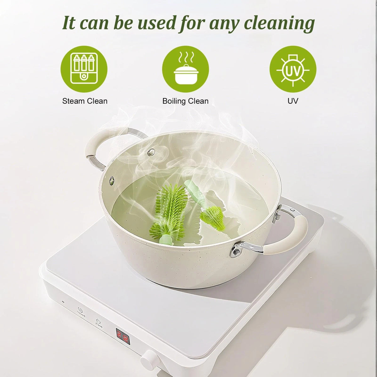 Travel Baby Bottle Cleaner Kit with Storage Case – 6-in-1 Compact Green