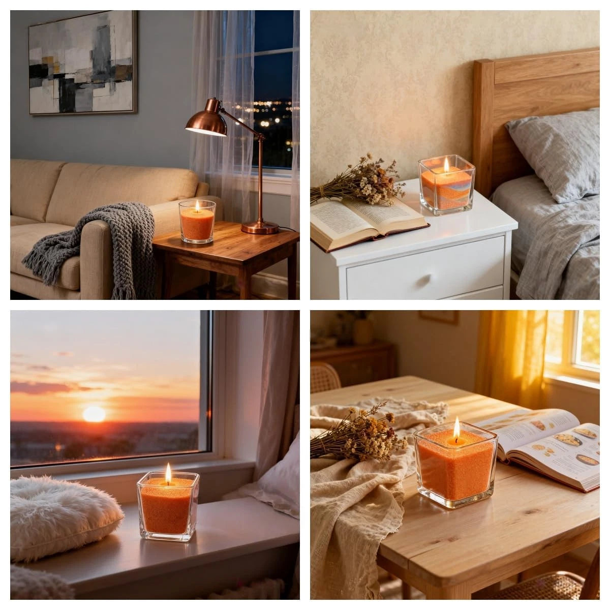 PHYMAT Multi-Color Candle Sand with 50pcs Wicks, 26 cm x 18 x 4 cm, orange