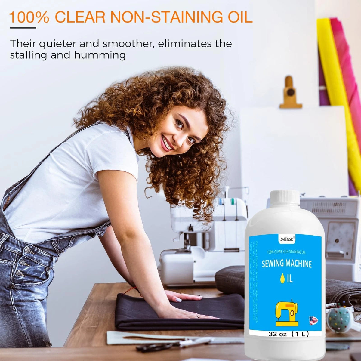 32 oz Fine Light Sewing Machine Oil and Lubricant, Commercial & 32 oz, clear
