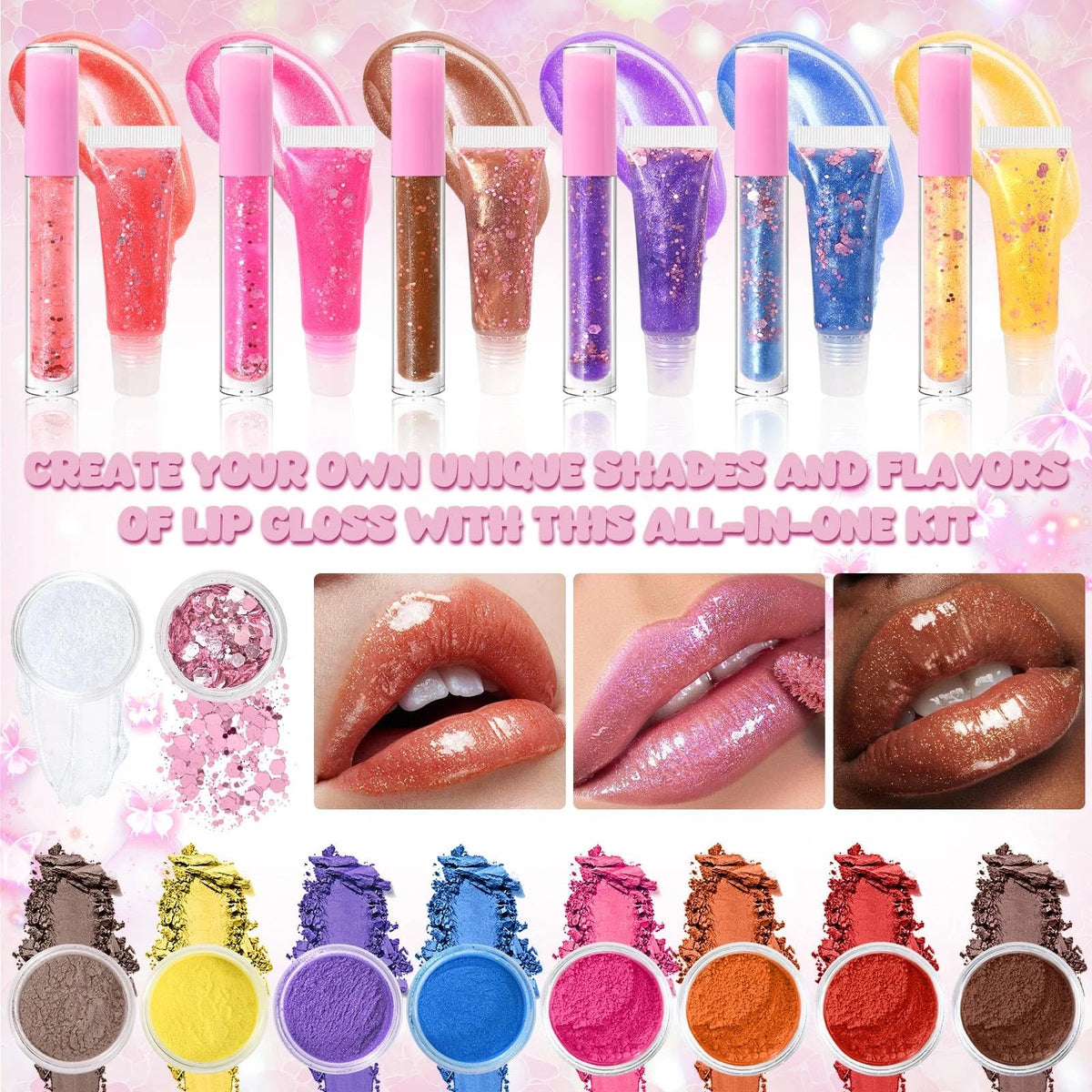 JUYRLE Lip Gloss Making Kit- DIY Fun Kit, 1 Fl Oz (Pack of 1), pink