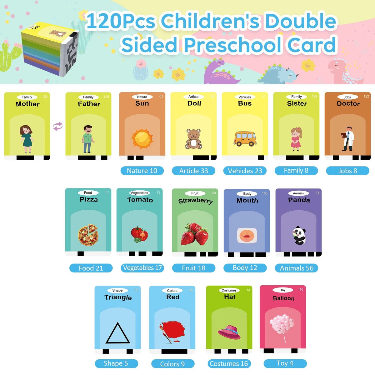 Talking Flash Cards,Kids Toddler Cards with 240 Sight 1, Blue