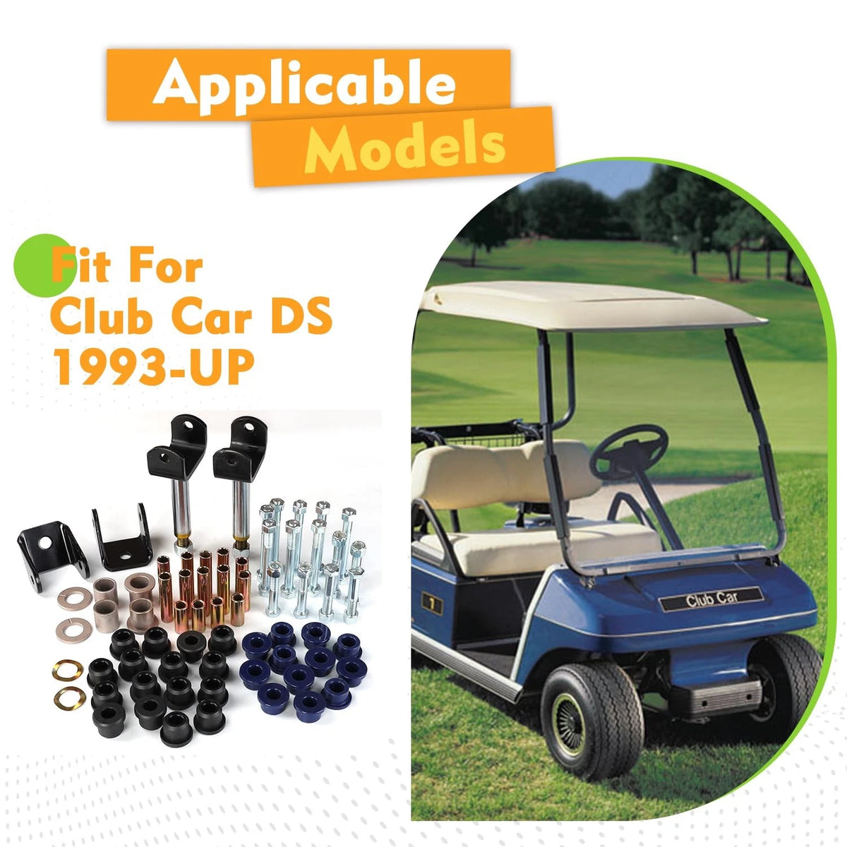 CLUBRALLY Club Car DS Deluxe Golf Cart Front and Rear End Repair Black