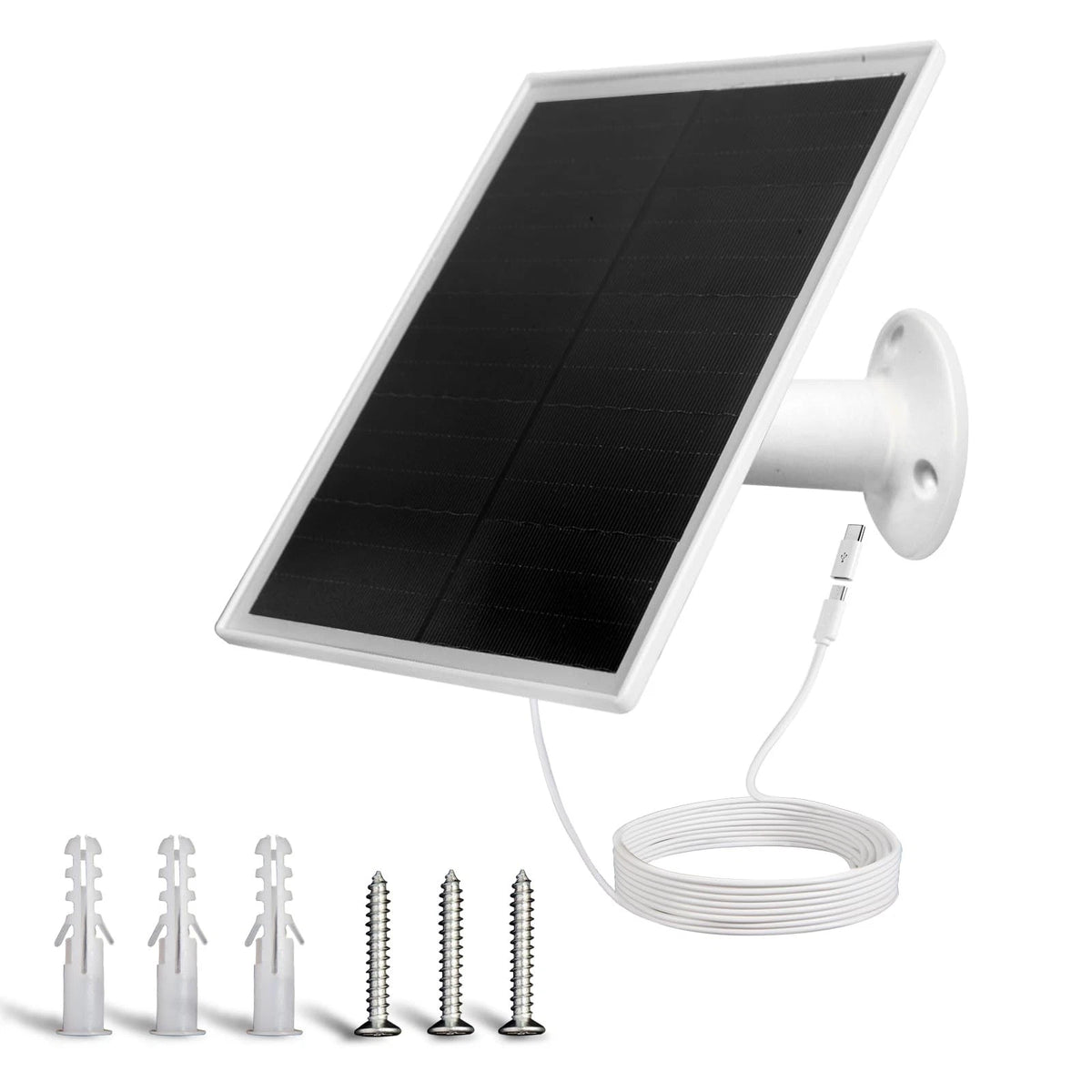 6W Solar Panel Charger, with Micro USB & USB-C Port for DC Black