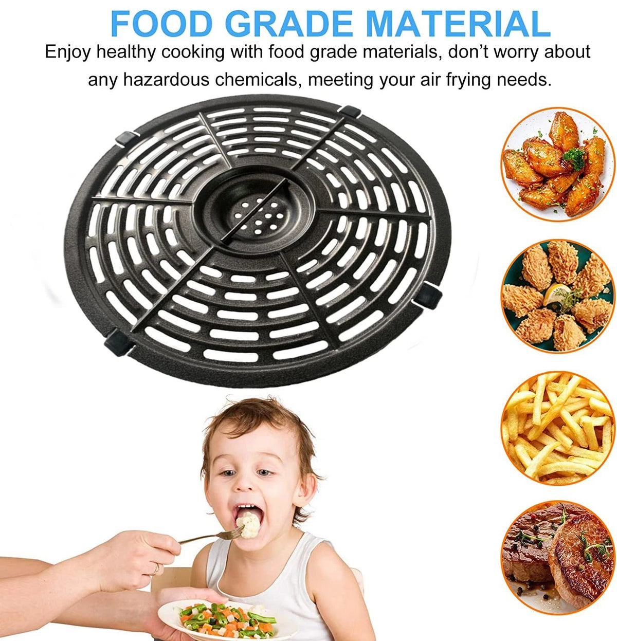 Nvkwca 5QT Air Fryer Rack for Gourmia GAF575/PowerXL/Ninja Foodi 5QT, Black