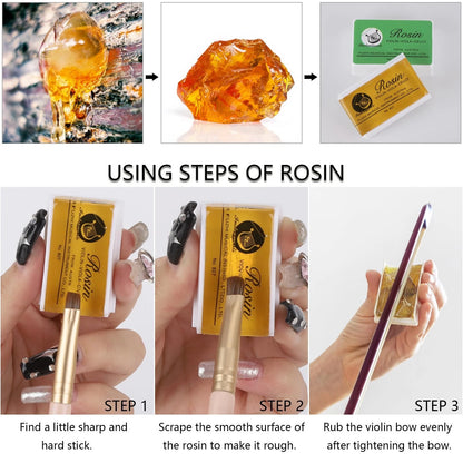 Violin Rosin 10 Pack Low Dust Natural for Violin, Viola, Cello yellow
