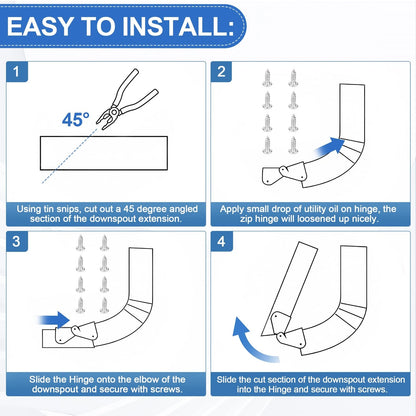 Gutter Downspout Hinge, 6Pcs Extension Flip-Up Zip Hinge White