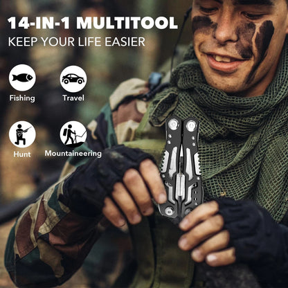 14-In-1 Multitool with Safety Locking, 3.9 x 1.6 x 0.6 inches, Black