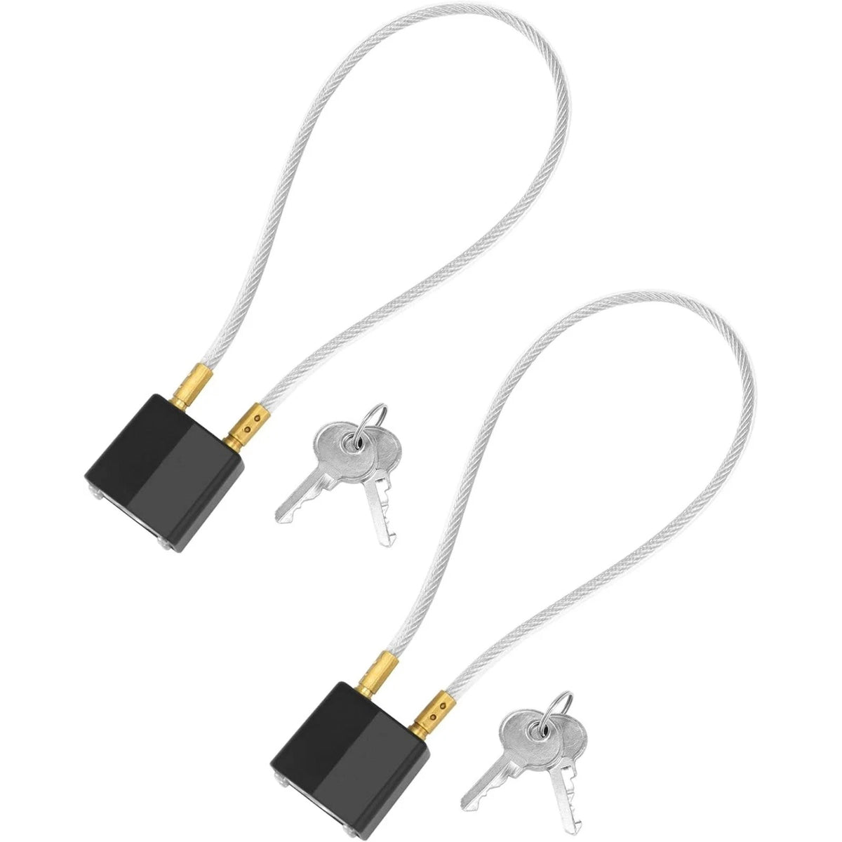 2 Pack Black Helmet Lock with Cable for Motorcycle Keyed Alike 37cm Length