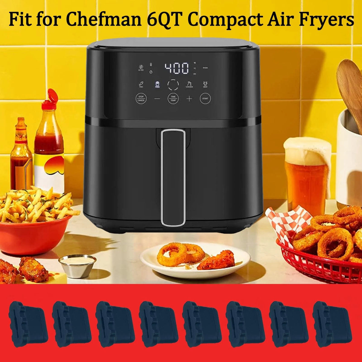 ALJ Air Fryer Rubber Feet for Chefman 6QT Compact For 4QT, Black
