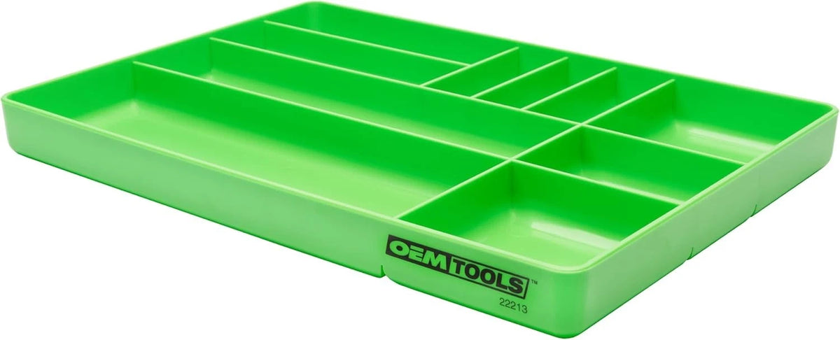 OEMTOOLS 22213 Tool Box Organizer Tray – 10-Compartment Green Tray,