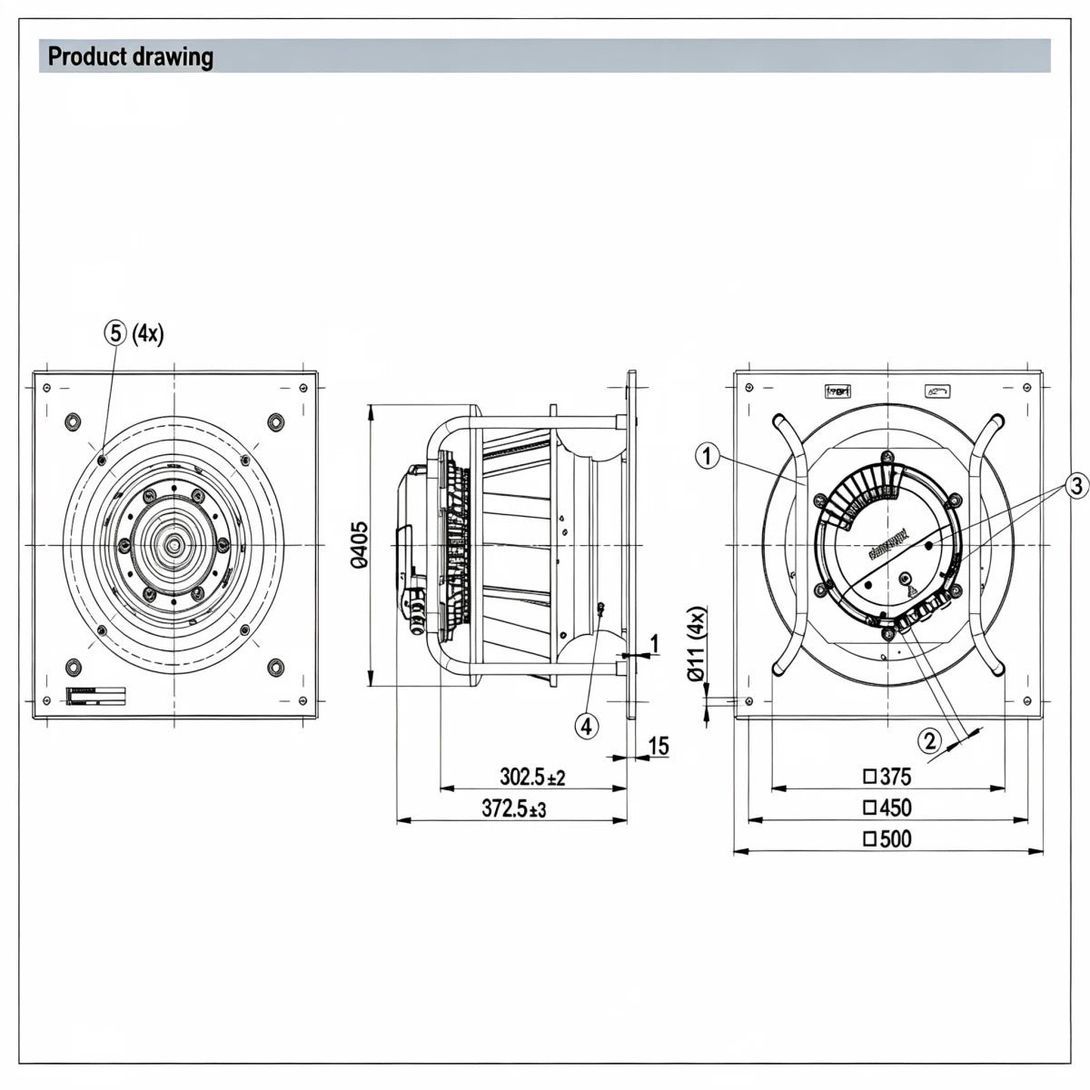 K3G355-PV70-01 for ebmpapst EC 400VAC 1.8A for Air Handling Unit Cooling Fan