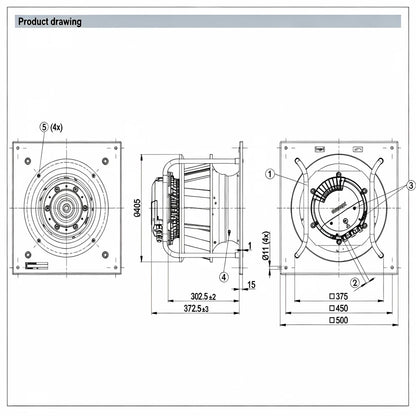 K3G355-PV70-01 for ebmpapst EC 400VAC 1.8A for Air Handling Unit Cooling Fan