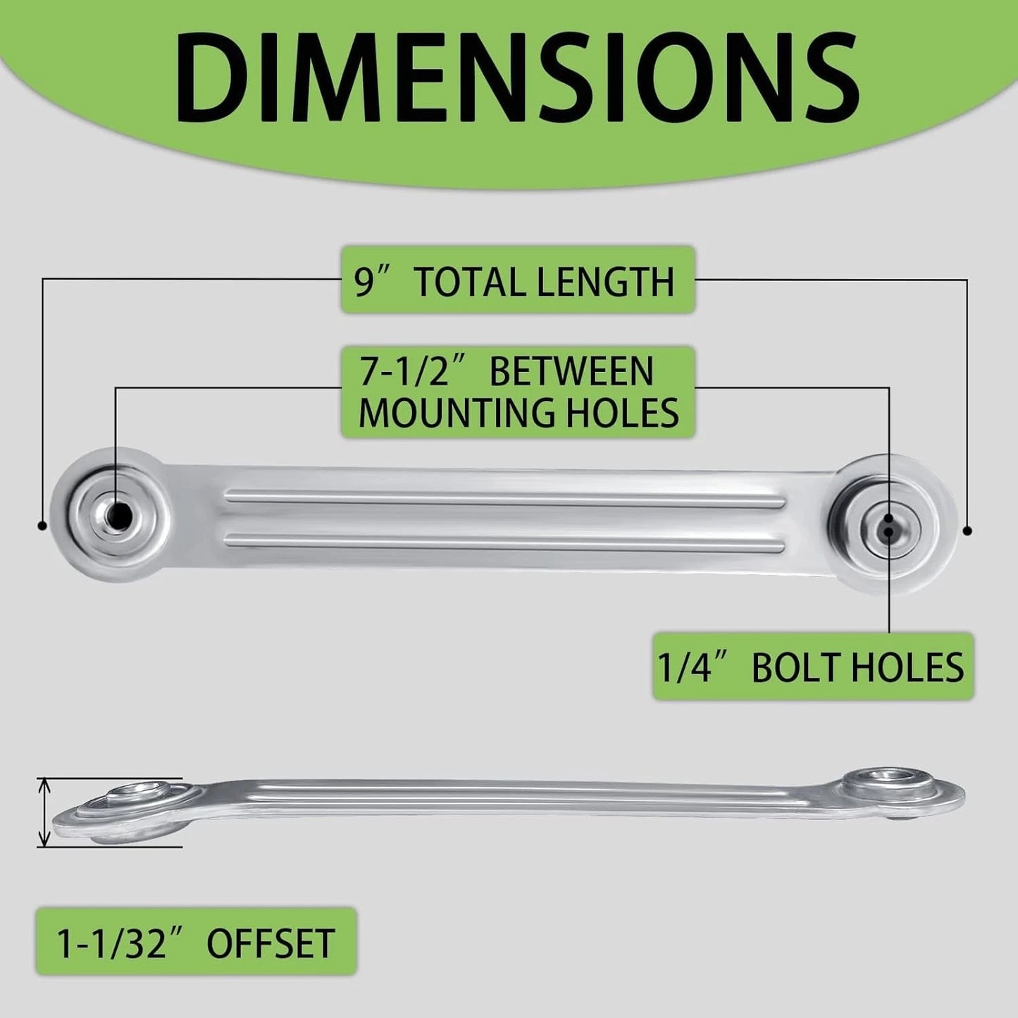 Glider Bearing Arm Bracket Replacement Hardware Rocker Parts, 9 Inch Silver