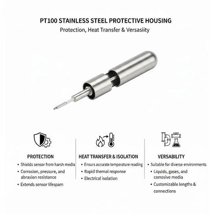 100PCS Stainless Steel Round Tip Temperature Probe Housing Case for PT100 &...