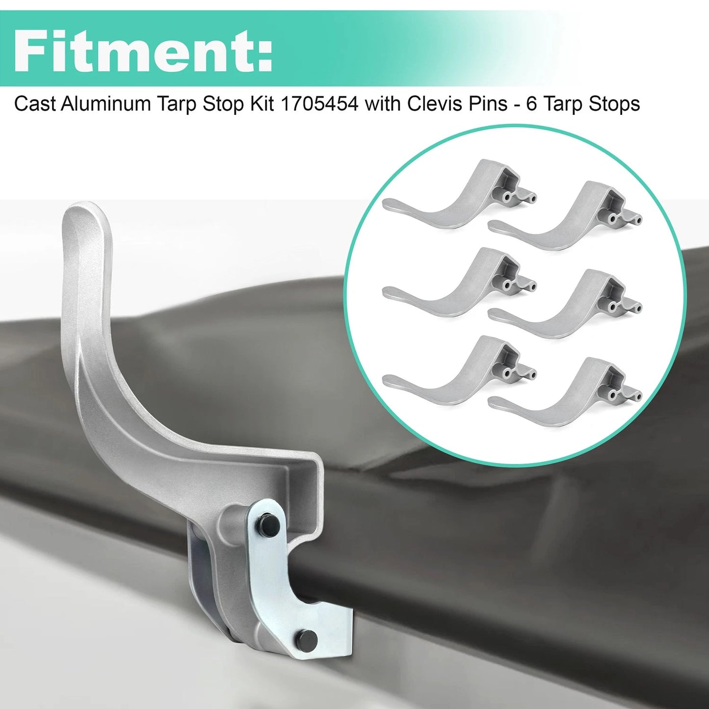 1705454 Easy-Off Cast Aluminum 6″ Offset Tarp Stop Upright Kit - 6 Tarp Stops
